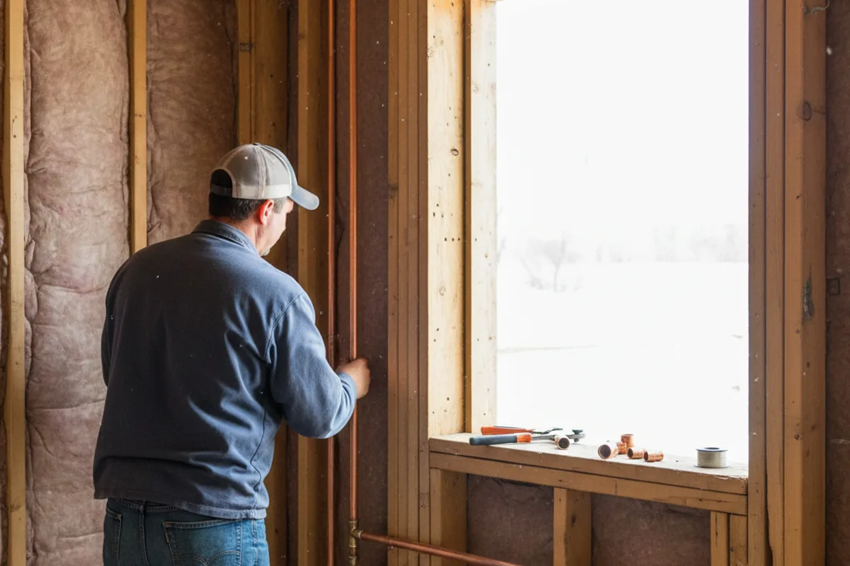 Licensed plumber running new copper supply lines in a Fort Gibson home