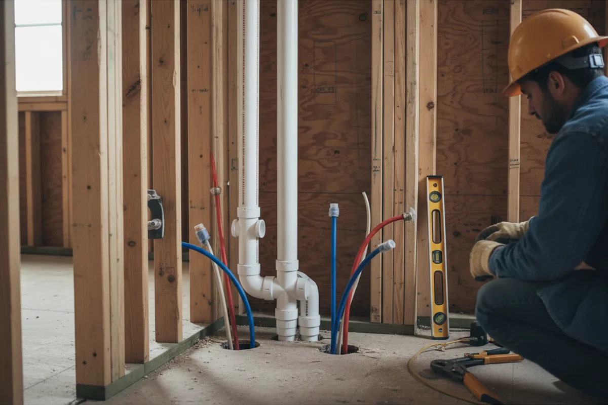 Drain and supply rough-in during Leak Detection in Fort Gibson