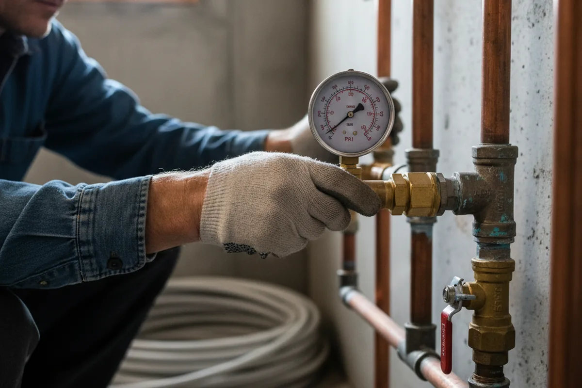 Pressure testing a repaired line during Water Line Repair in Fort Gibson